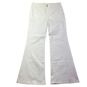 RISEN JEANS Women's High Rise White Flare Leg Denim Pants Size 2XL Fits 34"